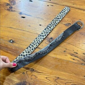 Betsey Johnson Leopard and Snake Skin Print and Double Sided Black Belt